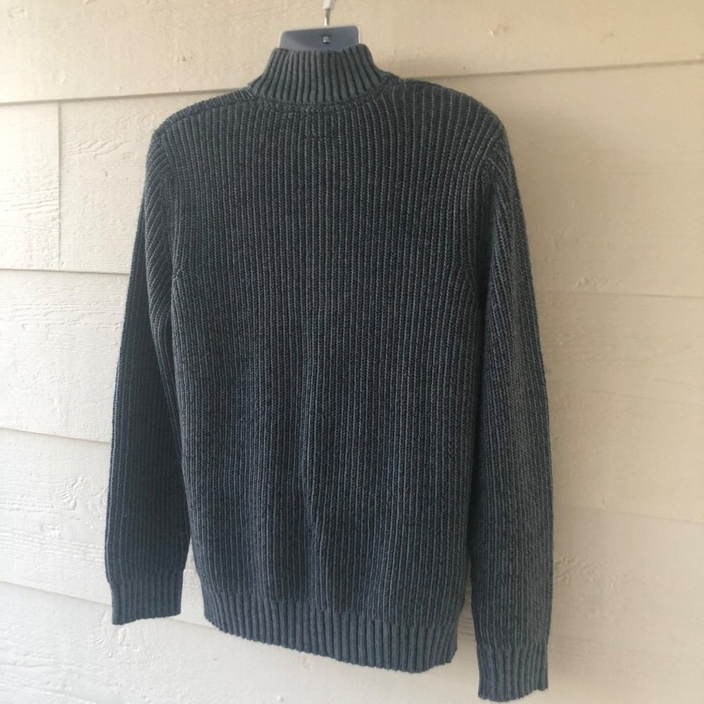 Bass Size L/G Men's Long Sleeve 1/4 Zip Heather Blue Sweater - Picture 13 of 14